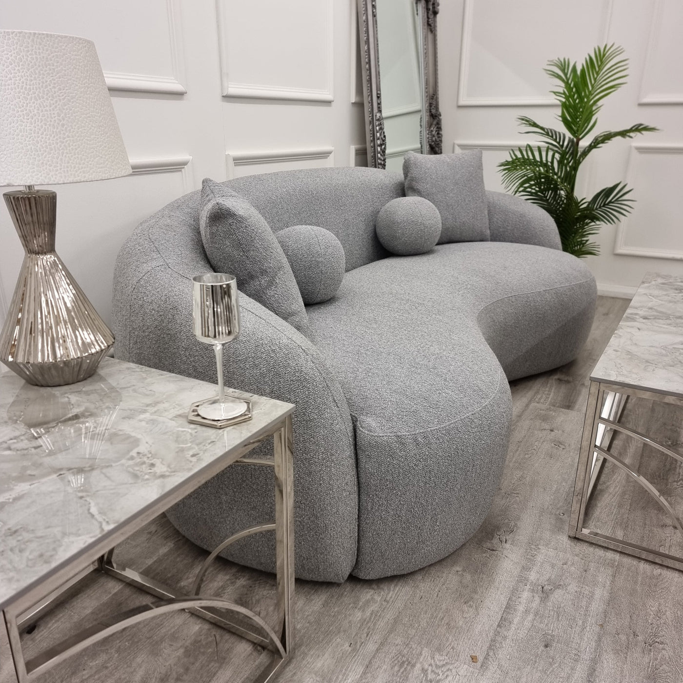 The Wave Boucle Premium Sofa Grey Boucle Fabric