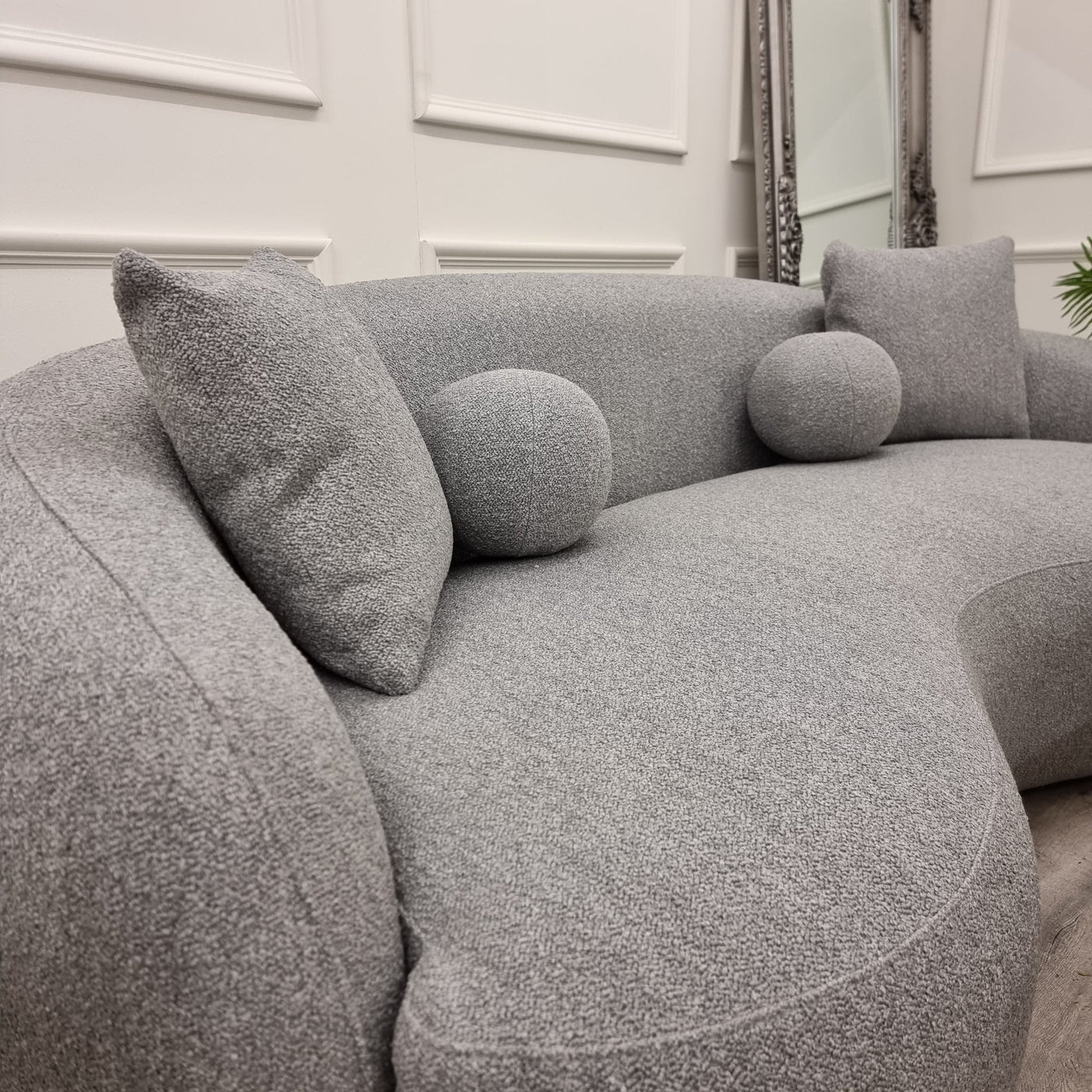 The Wave Boucle Premium Sofa Grey Boucle Fabric