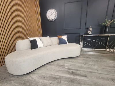 The Wave Beige Boucle Premium Sofa Beige Boucle Fabric