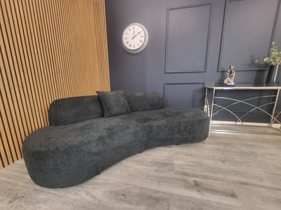 The Wave Black Boucle Premium Sofa Black Boucle Fabric