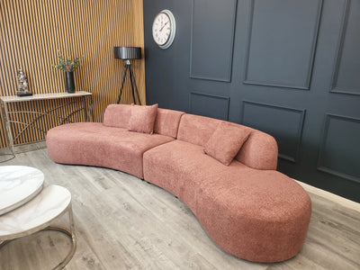 The Wave Large Blush Pink Boucle Premium Sofa Blush Pink Boucle Fabric
