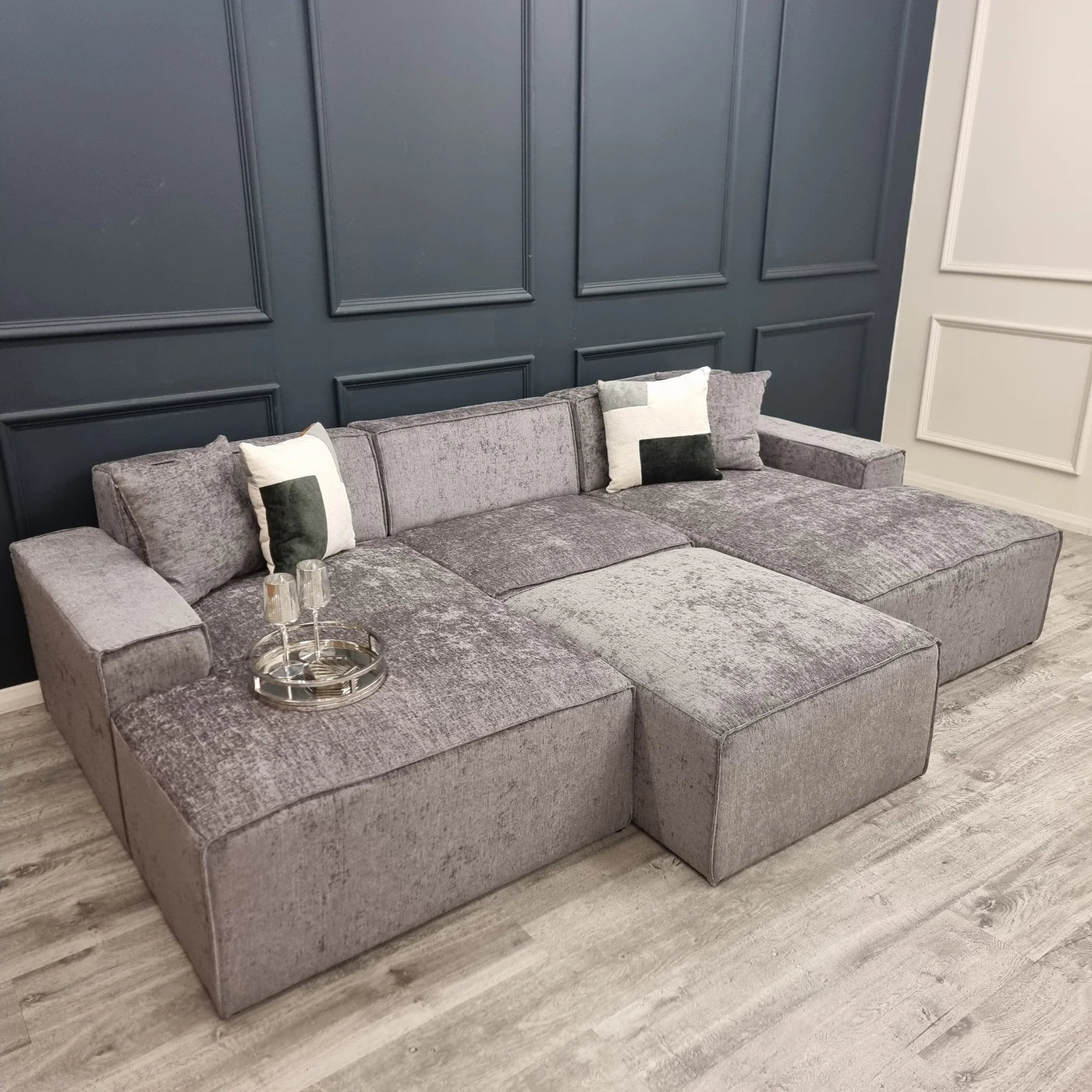 The Atlanta Premium Chenille Fabric U Shape Cinema Modula Sofa In 6 Colours