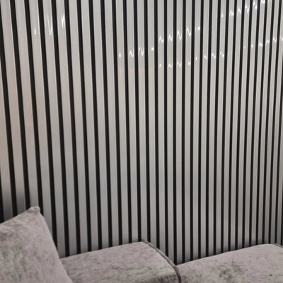 235x206cm Silver Chrome Pack of 14 WPC Wood Effect Plastic 3D Slatted Wall Panels Veneer