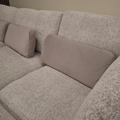The Madison Light Grey Velvet Fabric Cinema U Shape Sofa