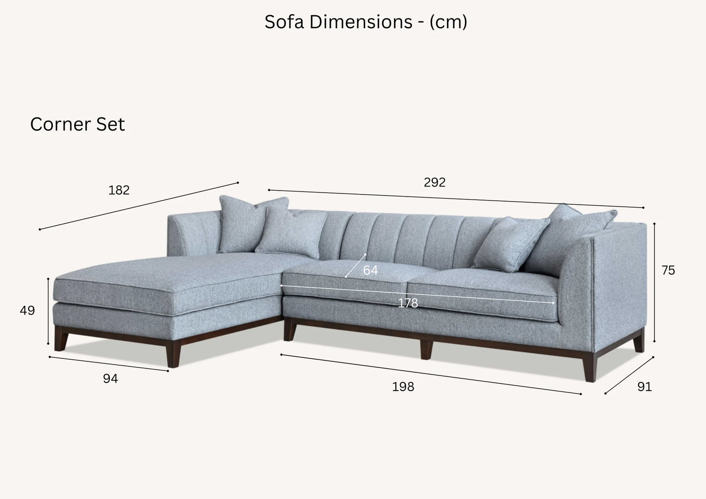 The Cooper Dolphin Boucle Left Hand Corner Premium Sofa Dolphin Boucle Fabric
