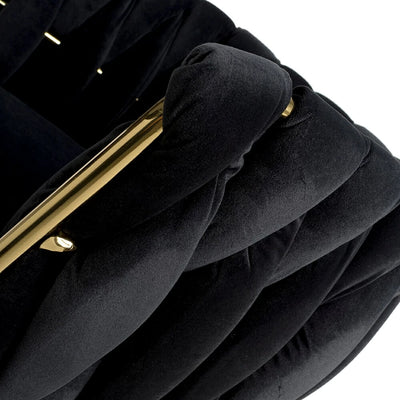 Lorne Luxury Black & Gold Velvet Bar Stool Adjustable Gold Legs