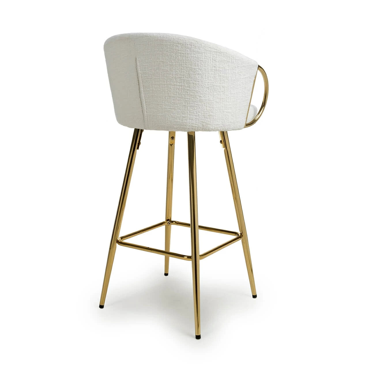 Viscose Luxury Cream & Gold Linen Fabric Bar Stool Gold Legs