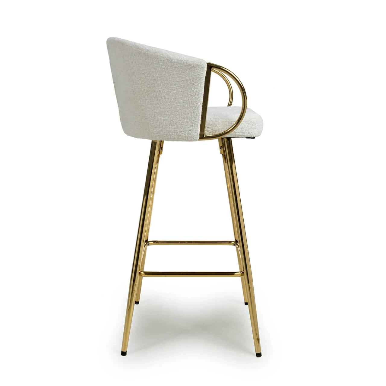 Viscose Luxury Cream & Gold Linen Fabric Bar Stool Gold Legs