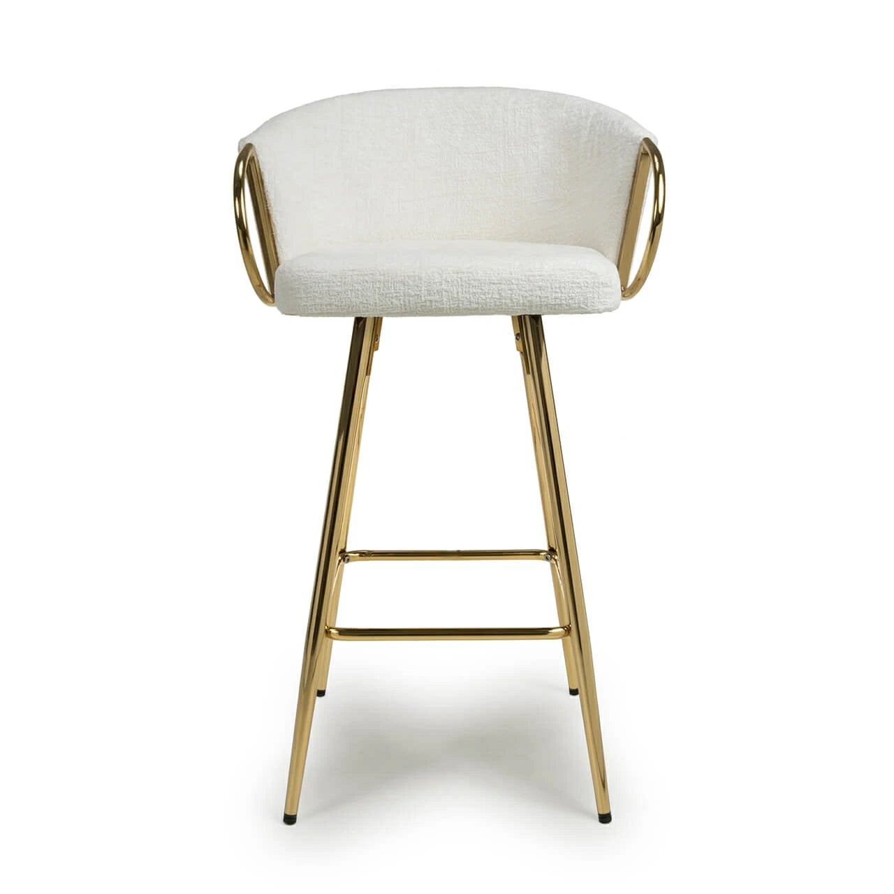 Viscose Luxury Cream & Gold Linen Fabric Bar Stool Gold Legs