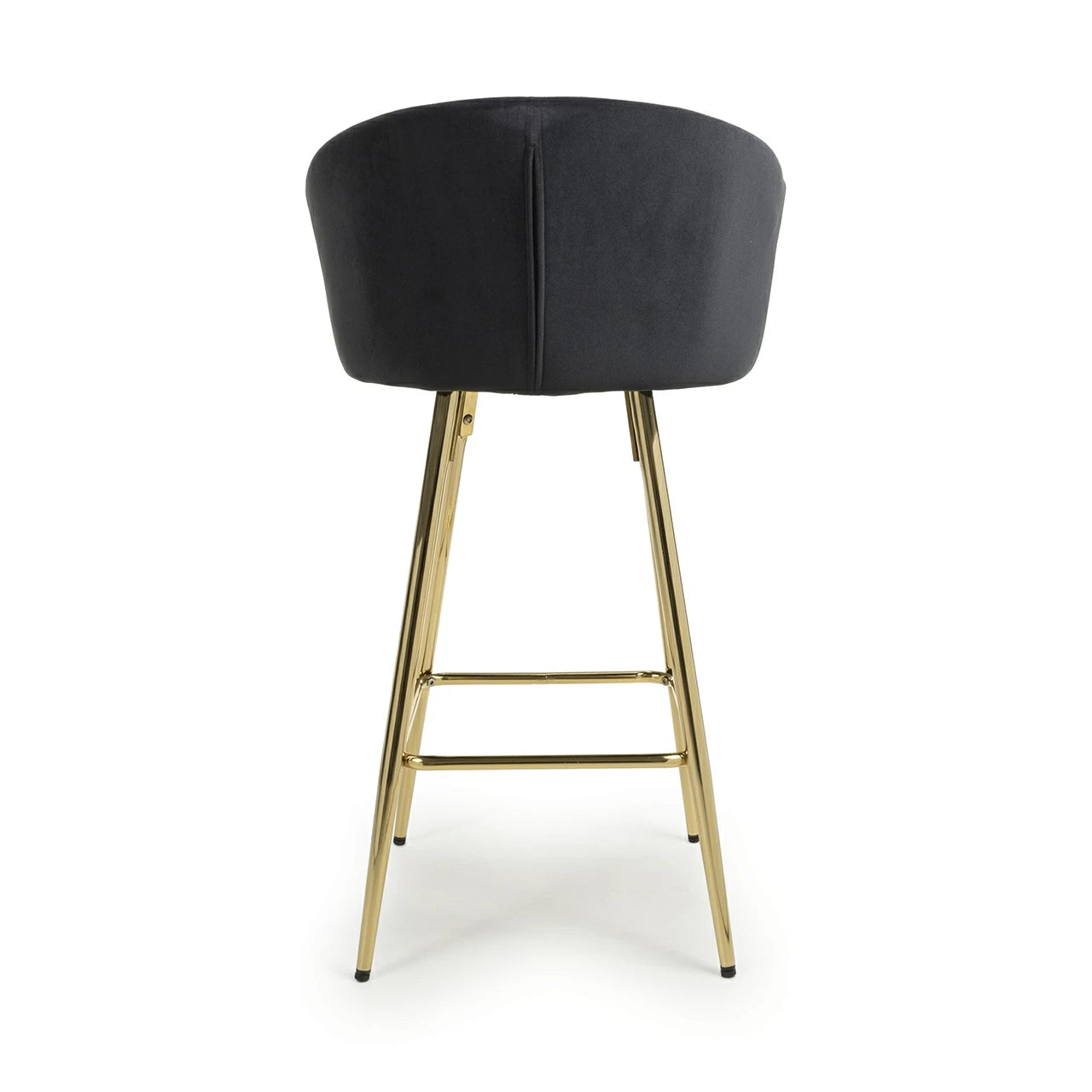 Viscose Luxury Black & Gold Plush Velvet Bar Stool Gold Legs