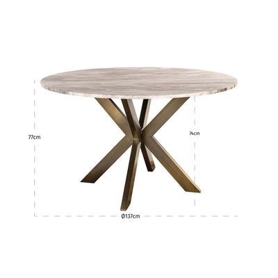 Richmond Interiors Bottega Blush Beige Marble 140cm Round Dining Table