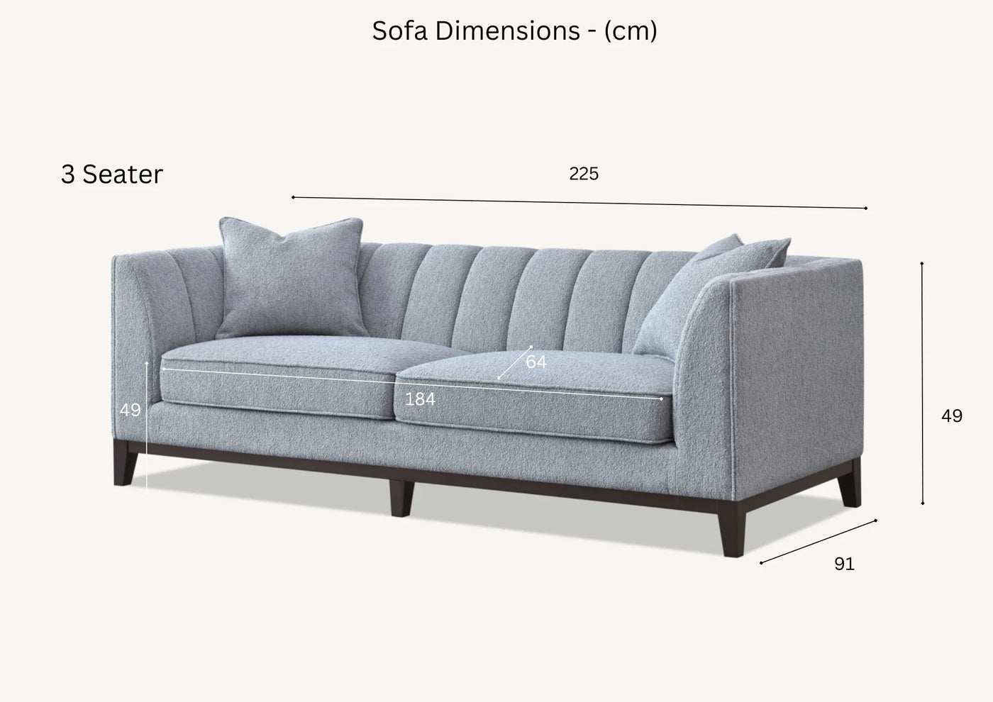 The Cooper Dolphin Boucle 3 Seater Premium Sofa Dolphin Boucle Fabric