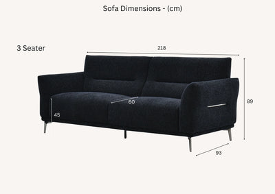 The Albany Luxury Black Boucle Fabric 3 Seater Sofa