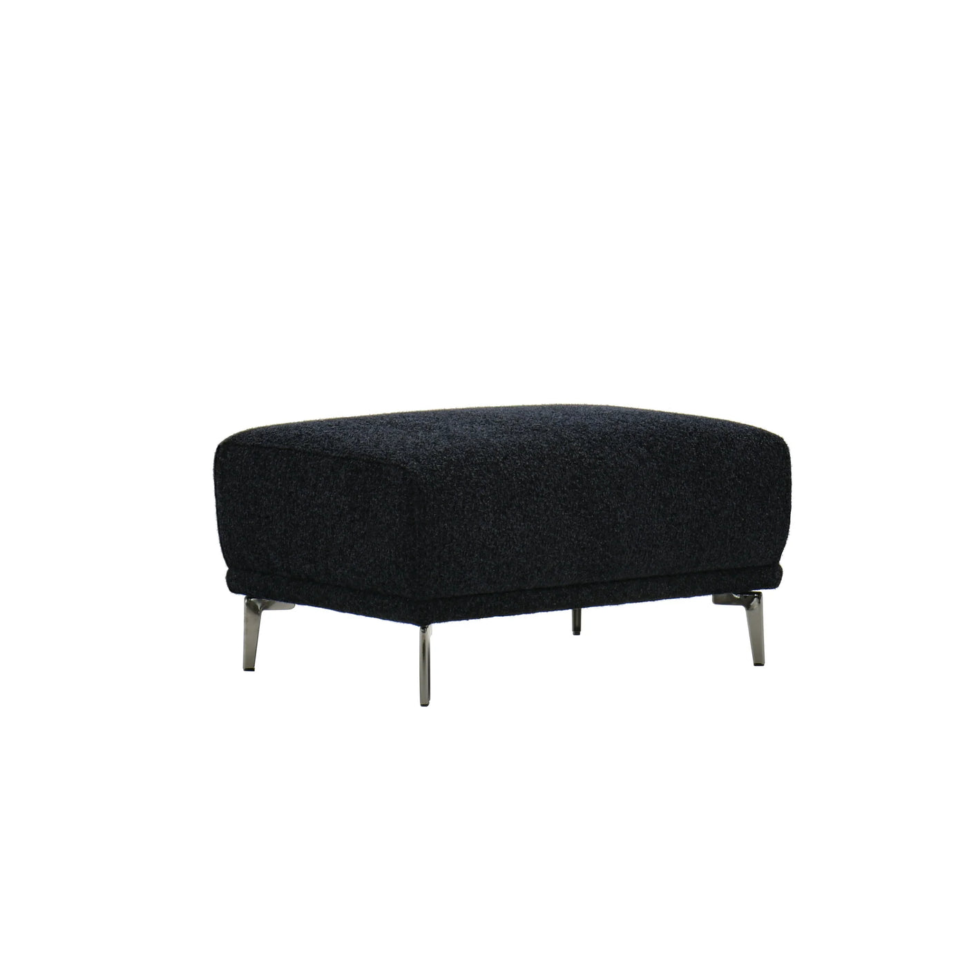 The Albany Luxury Black Boucle Fabric Footstool