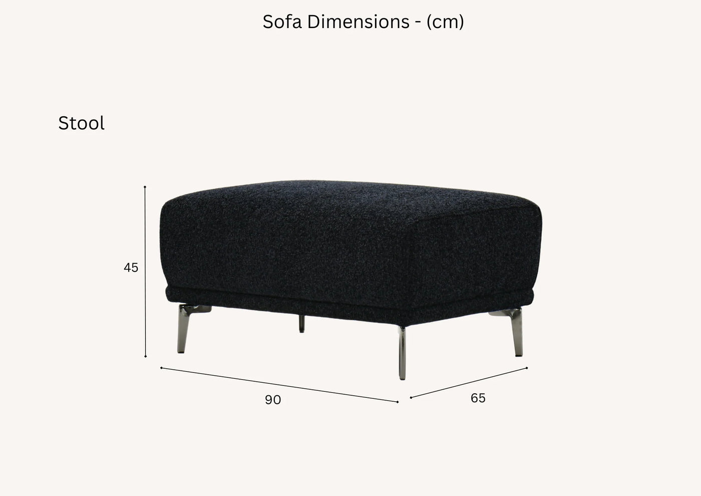 The Albany Luxury Black Boucle Fabric Footstool