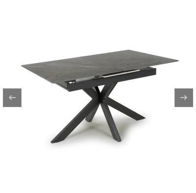 Nova 140-180cm Grey Ceramic Marble Centre Extending Dining Table