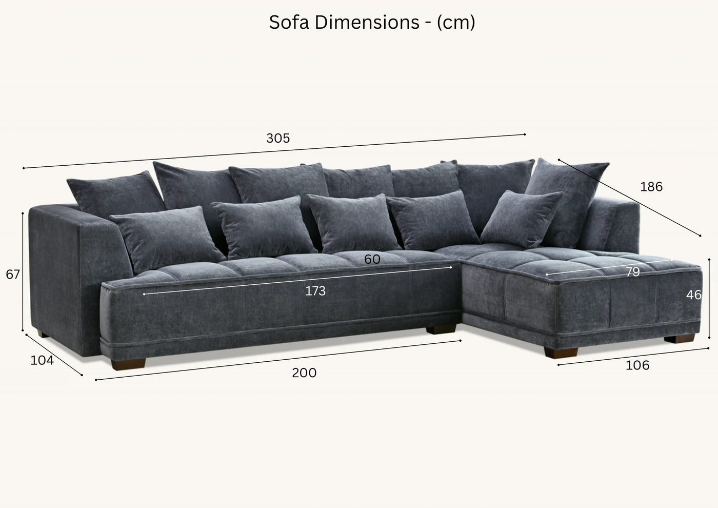 The Gracemary Steel Grey Boucle Right Hand Corner Premium Sofa Steel Boucle Fabric