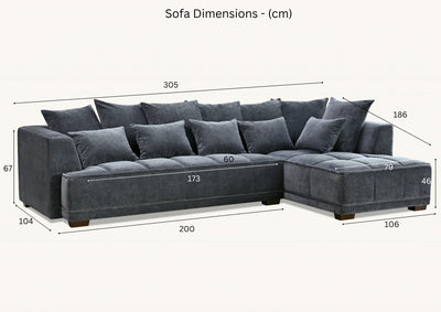 The Gracemary Steel Grey Boucle Right Hand Corner Premium Sofa Steel Boucle Fabric