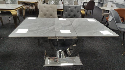 Arial 1.6-2.0m Extending Grey Ceramic Marble Dining Table