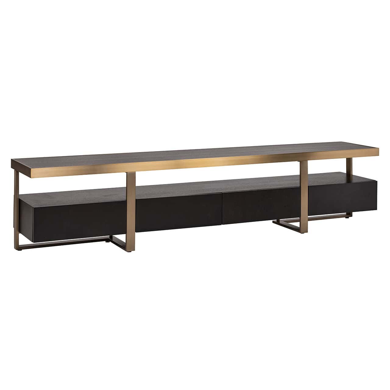 Richmond Interiors Diddley Black Oak Wood & Gold TV Unit