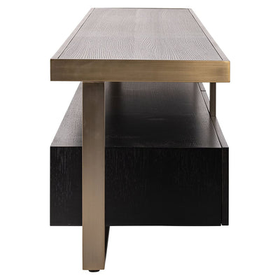 Richmond Interiors Diddley Black Oak Wood & Gold TV Unit