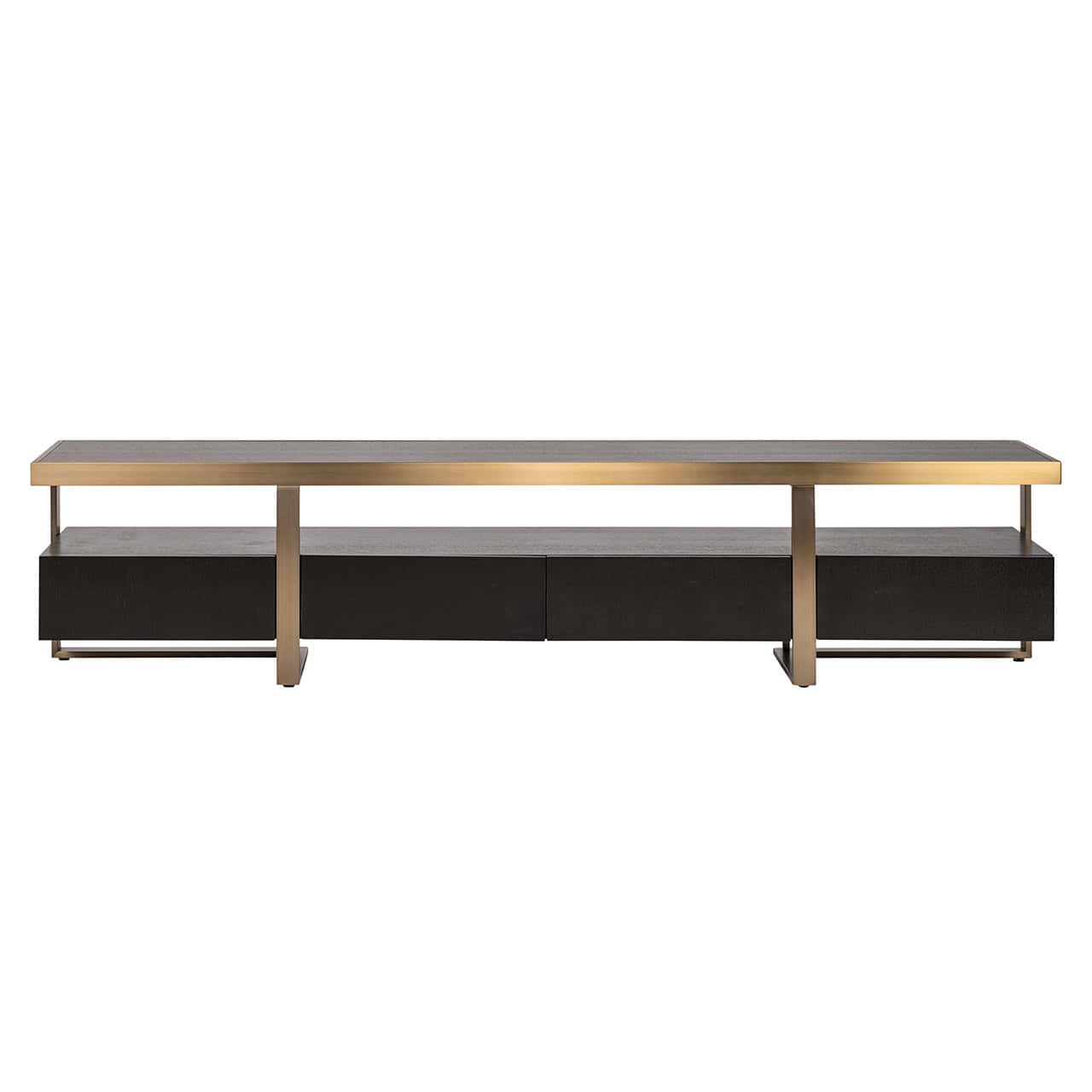 Richmond Interiors Diddley Black Oak Wood & Gold TV Unit