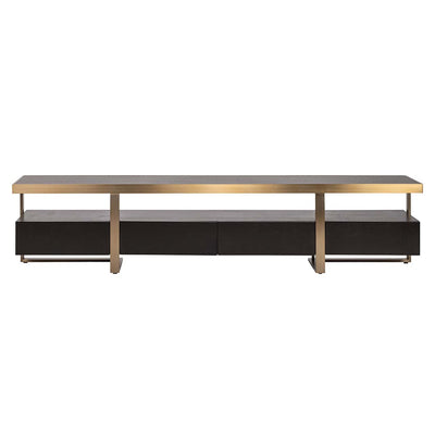 Richmond Interiors Diddley Black Oak Wood & Gold TV Unit