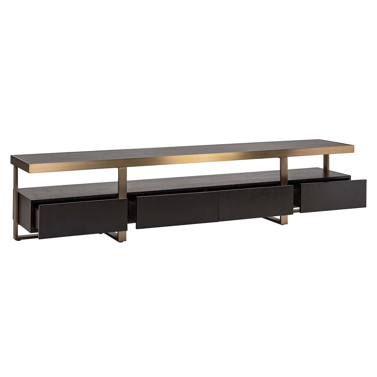 Richmond Interiors Diddley Black Oak Wood & Gold TV Unit