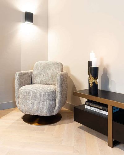 Richmond Interiors Diddley Black Oak Wood & Gold TV Unit