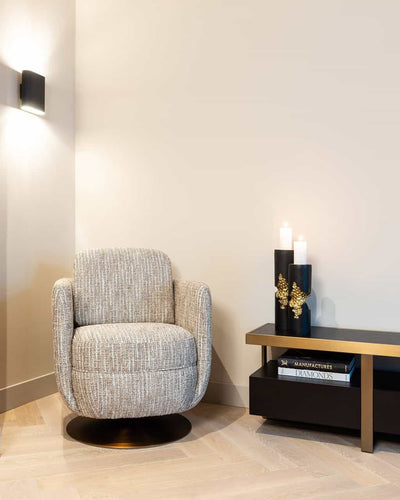 Richmond Interiors Diddley Black Oak Wood & Gold TV Unit