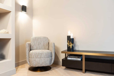 Richmond Interiors Diddley Black Oak Wood & Gold TV Unit