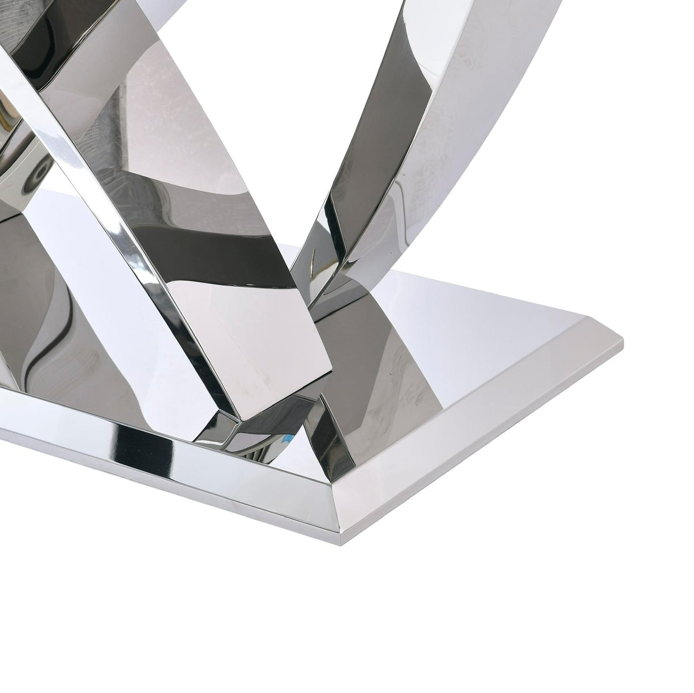 Amara 180cm Grey Marble & Chrome Dining Table
