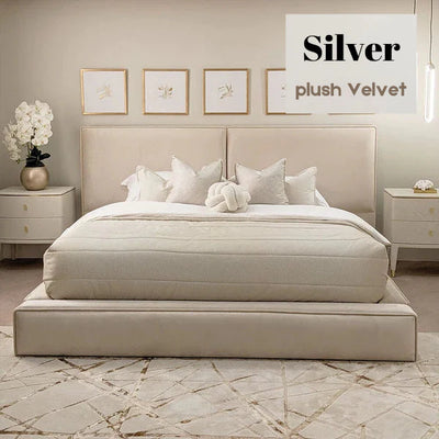The Milo Chunky Upholstered Plush Velvet Piped Bed Frame