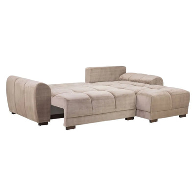 Zara Mocha Plush Velvet Universal Corner Sofabed with Storage