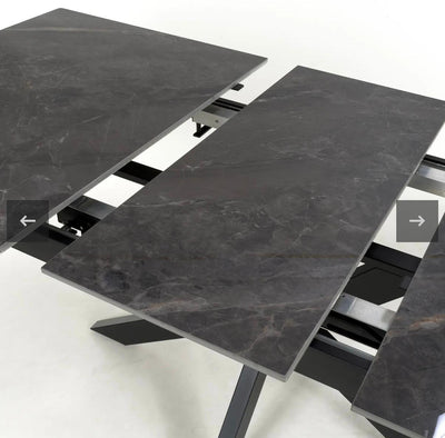 Nova 140-180cm Grey Ceramic Marble Centre Extending Dining Table