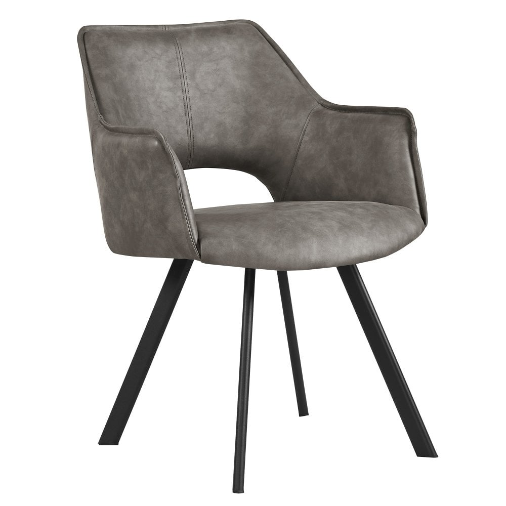 Nova Distressed Light Grey PU Leather Dining Chair