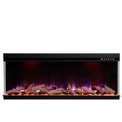 50 60 72 80 Inch 2025 Panoramic Smart Alexa Media Wall Fire 3 Sided Glass LED WiFi Electric UHD Fireplace