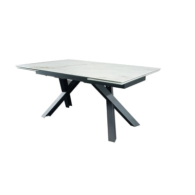 Caso 180-280cm White Kass Gold Ceramic Marble Side Extending Dining Table