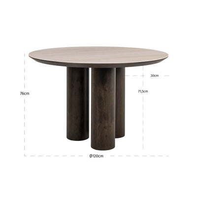 Richmond Interiors Ritz Brown Round 120cm Dining Table