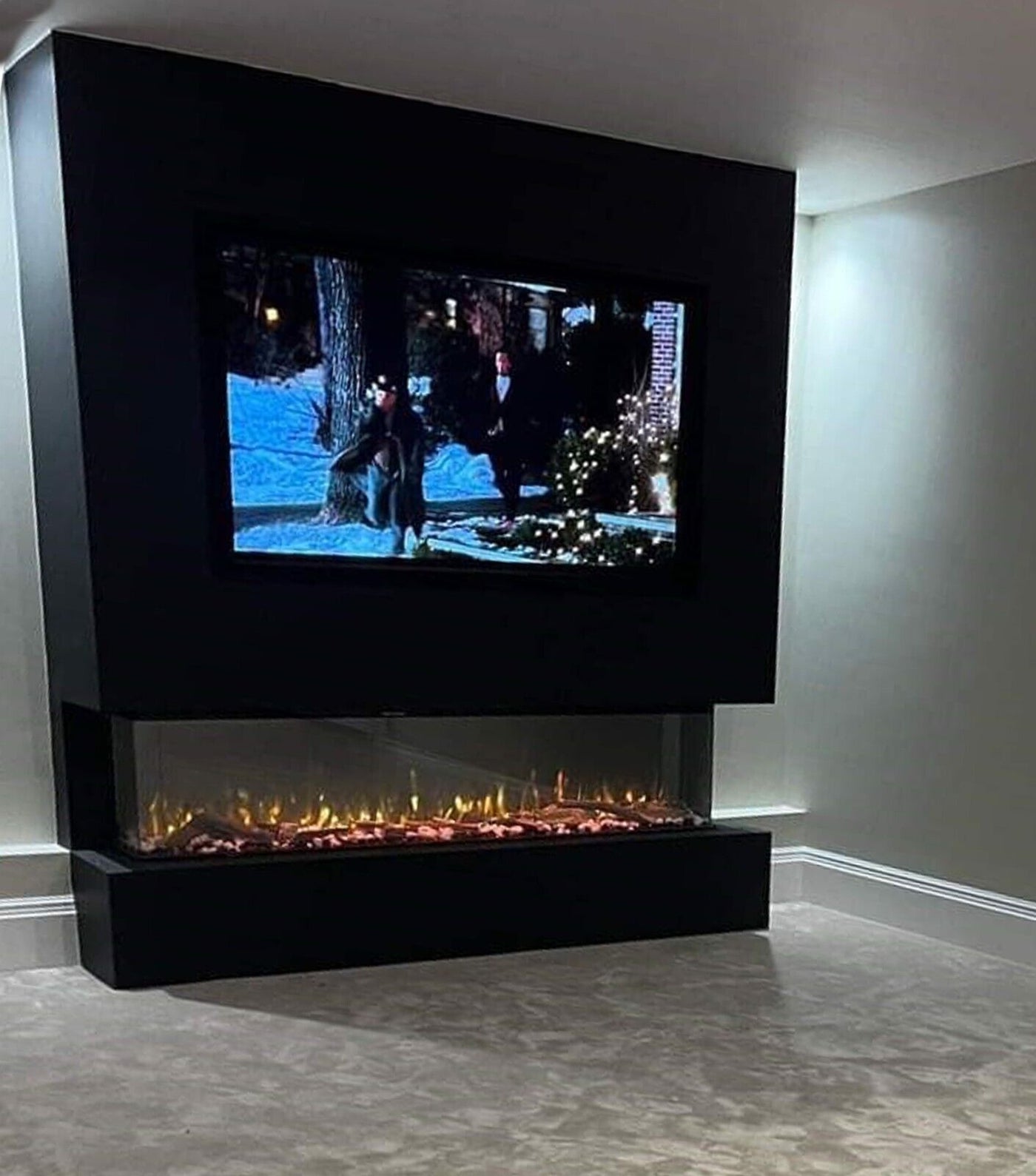 80 Inch HD 2024 Panoramic 3 Sided Glass WiFi Electric Fire HD+ 3D Effect