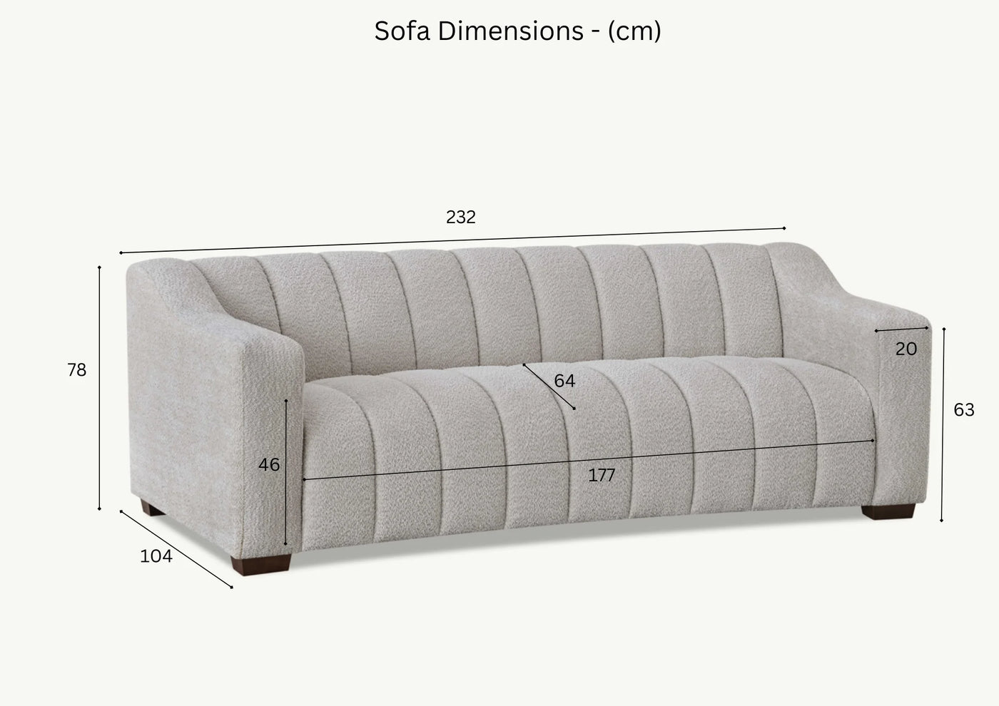The Kelly Ivory Boucle 3 Seater Premium Sofa Ivory Boucle Fabric
