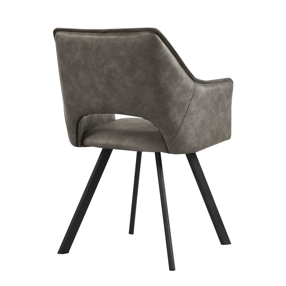 Nova Distressed Light Grey PU Leather Dining Chair