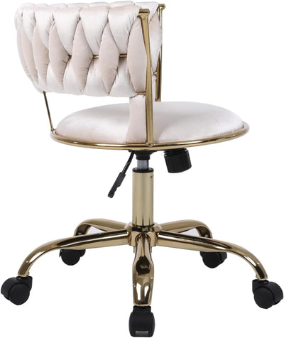Camilla Luxury Cream & Gold Velvet Salon Office Chair Gold Legs