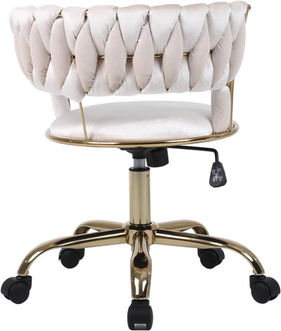 Camilla Luxury Cream & Gold Velvet Salon Office Chair Gold Legs