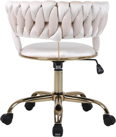 Camilla Luxury Cream & Gold Velvet Salon Office Chair Gold Legs