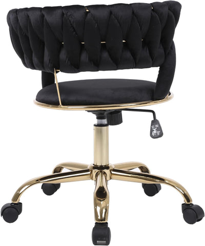 Camilla Luxury Black & Gold Velvet Salon Office Chair Gold Legs