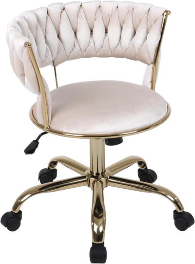 Camilla Luxury Cream & Gold Velvet Salon Office Chair Gold Legs