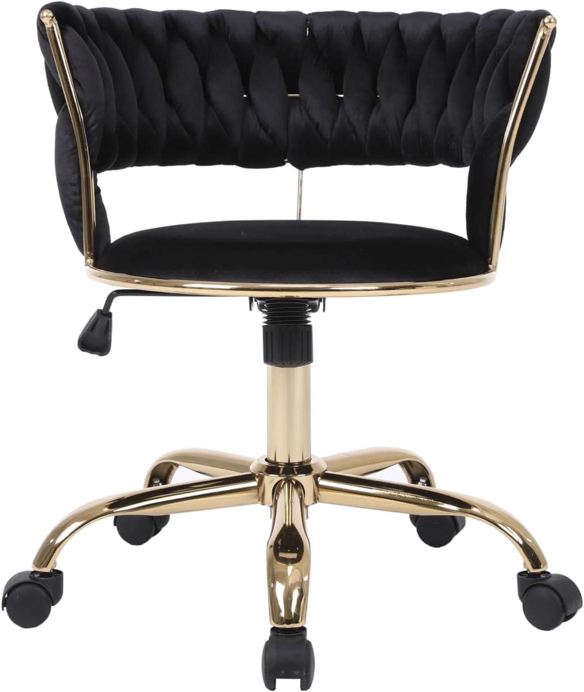 Camilla Luxury Black & Gold Velvet Salon Office Chair Gold Legs