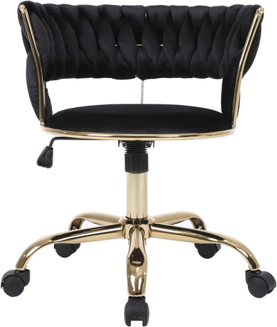 Camilla Luxury Black & Gold Velvet Salon Office Chair Gold Legs