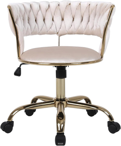 Camilla Luxury Cream & Gold Velvet Salon Office Chair Gold Legs